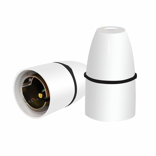 2 Pack B22 Bayonet Pendant Lamp Holder, Ceiling Pendant Light Fitting, White Bayonet Cap Lamp Holder, Unswitched, for Ceiling Mount, Chandelier, Hanging, Wall Mount