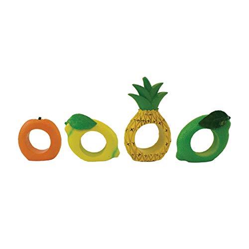 Beachcombers Ss-Bcs-20891 4.5X1 Inch Resin Tropical Citrus Fruit Napkin Rings Set, Multicolored #TOP16