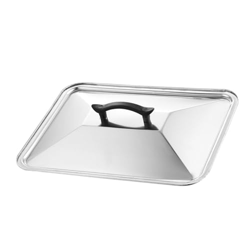 BIUDECO Tapa de Olla Rectangular de Acero Inoxidable 35x26 Cm Antisalpicaduras, Tapa a Prueba de Aceite para Cocina Doméstica y Profesional, Retención de Calor y Control de Vapor Segura