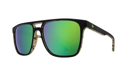 SPY Czar Matte Black Kushwall Happy Bronze With Green Spectra Mirror 56 M Square Sunglasses For Men + FREE Complimentary Eyewear Kit