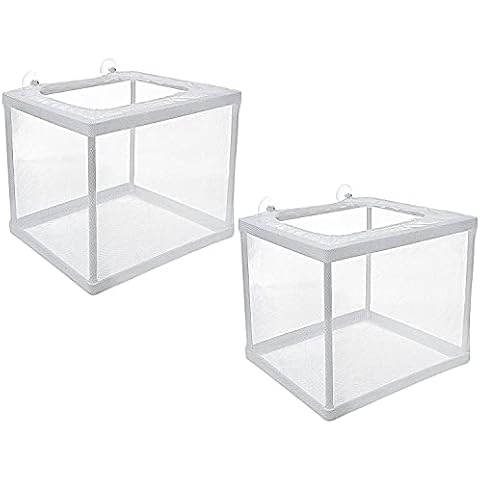 Rayong 2PCS Fish Hatchery Isolation Box Hatchery Transparent Isolation Box Aquarium Fish Breeding Box Aquarium Fry Hatchery Net with Suction Cups for Aquarium Cover