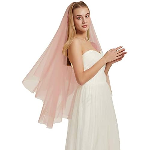 Double Layer Tulle Bridal Veil 2 Tier Sheer Wedding Veil with Comb B013