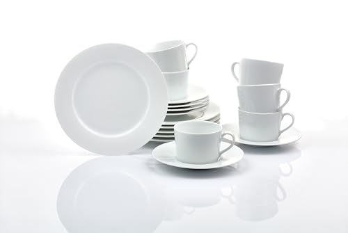 Retsch Arzberg Heike Weiss Kaffeeservice 18teilig für 6 Personen/Porzellan/Uni weiß, rund