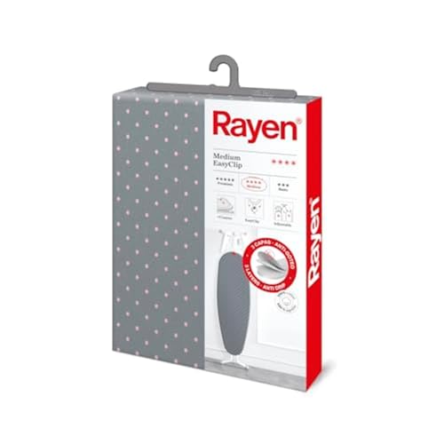 Rayen | Housse pour table à repasser Universelle | 3 épaisseurs: mousse, molleton et tissu 100 % coton | Gamme Medium de Rayen | 130X47 cm | Gris à pois...