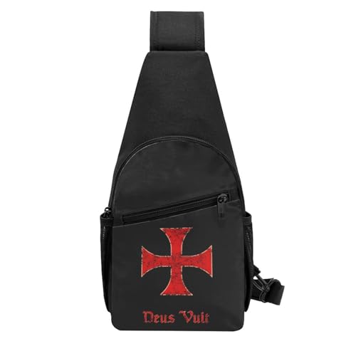 Deus Vult Crusader Templar Cross，Fashion One-Shoulder Bag，Anti-Theft Crossbody Shoulder Chest Bag3
