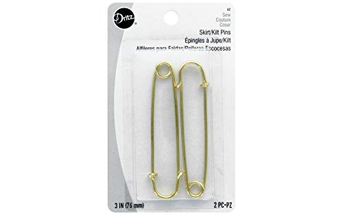 Dritz 62 Skirt/Kilt Pins, Brass Finish, 3-Inch (2-Count)