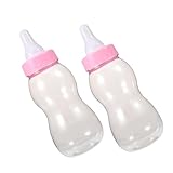 ZUNOXAZ 2 Piezas Biberón de Plástico Transparente para Shower Alcancía Infantil con Diseño Desmontable de Unidades Rosa Mediano para Decoración y Ahorro Divertido