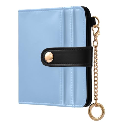 tplaotee Portefeuille pliable compact en cuir PU pour femme Bleu ciel