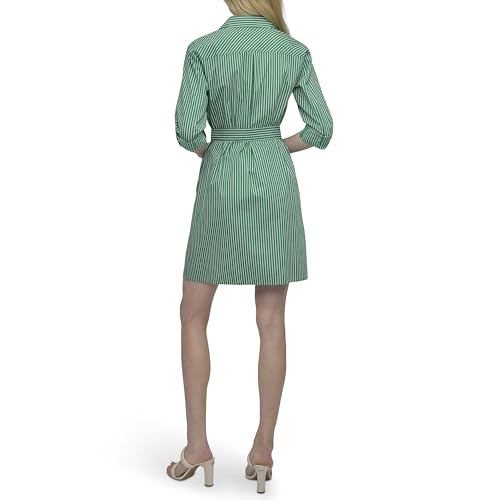 Image of DKNY Women's Long Sleeve Collared Tie Fit & Flare Mini Dress