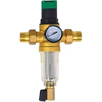 AQUA HEATING Druckminderer Wasser mit Manometer und Messgerät, Wasserdruckminderer 1 Zoll Wasserdruckregler mit selbstreinigendem Siebfilter, Druckminderventil Druckregler Messing