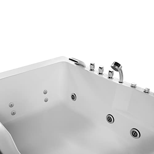 Empava Acrylic Whirlpool Bathtub Hydro-Massage Soaking Spa Chromatherapy Jets Tub Model 2022 , White #TOP5