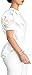 Blansdi Women Round Neck Ruffle Short Sleeve Peplum Bodycon Blouse Shirts Tops White XLarge, US L