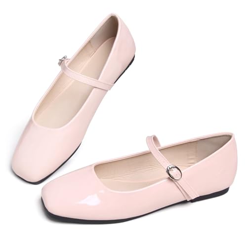 Image of LUXINYU Women's Slip on Flats,Classy Round Toe Solid Classic Mary Jane Ballet Dance Shoes Soft Comfortable PU Flat Shoes