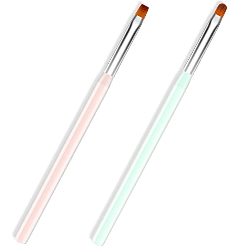 Nail Art Clean Up Brushes, 2Pcs Flat&Angled Nail Brush For Cleaning Nail Polish Mistake On The Cuticles, Acetone Resistant Finger Nail Cleaning Brushes Nail Painting Tools For Nail Design #TOP30