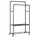 HOOBRO Portant à Vêtements, Porte-manteau avec 2 Barre, Penderie, Portant à roulettes, Mobile, Style Industriel, pour Chambre, Buanderie, Marron Rustique et Noir EBF22LY01