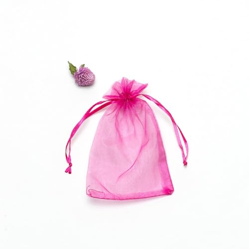 LTLSZRN 100 sacchetti in organza 9 x 12cm,Sacchetti Regalo Organza,Borse Organza,Borse Organza Gioielli Sacchetto con Coulisse per gioielli,feste e matrimoni,festival (Rosa scuro)
