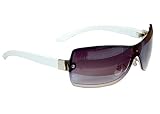 Sonnenbrille Pilotenbrille Brille Monoglas Sportlicher Style Damen Herren M 35 (Weiß Silber)