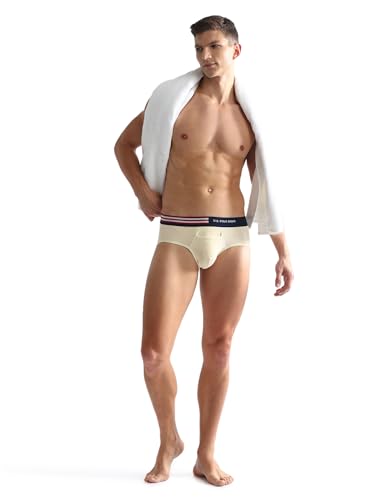 Image of U.S. Polo ASSN. Mens OEB06 Flag Waist Single Jersey Underwear Briefs - Pack of 2