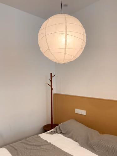 Image of (19.69'') Spheroidal Large Round Paper Lantern Lamp，White Irregular Hanging Lanterns Shades，Japanese Lantern Vintage Rice Paper Pendant Lamp Shades