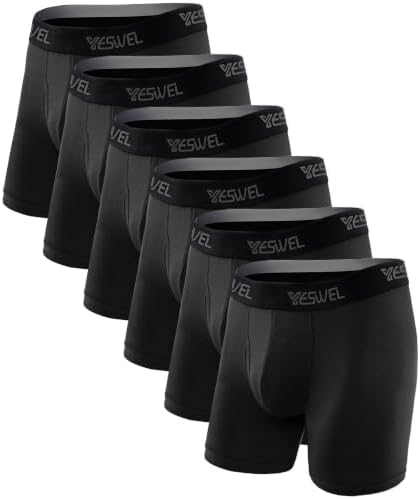 YESWEL Bambus Boxershorts Herren Langes Bein, Unterhosen Männer 6/10er Pack | Langes Bein ohne Hochrutschen, 95% Bambus-Viskose, atmungsaktiv, geruchshemmend, ohne kratzendes Etike