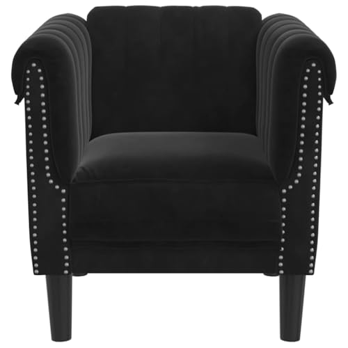 YUOTYRKTEJRSG Schwarz Samt Sessel Moderner Wohnzimmer Sessel mit Samtbezug Bequem Lesesessel Fernsehsessel Entspannungssessel Stabiles Design – Bild 6
