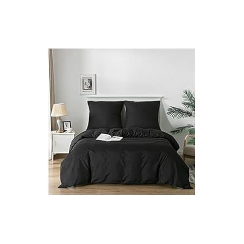Good Nite Juego de Ropa de Cama de 135 x 200 cm, 3 Piezas, Color Negro, Funda nórdica de Microfibra de 135 x 200 cm y 1 Funda de Almohada de 80 x 80 cm con Cremallera