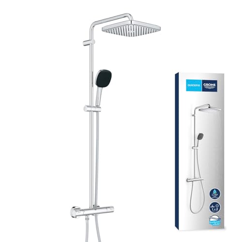 GROHE Vitalio Comfort 250 Sistema de ducha con mezclador termostático (ahorro de agua, 2 tipos de chorro, duradero), cromo 26696001