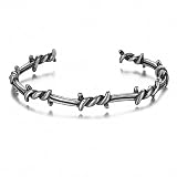 Hokygoky Cuff Bracelets for Men Women Bangle Thorn Line Geometric Twisted Titanium Steel Open Cuff B