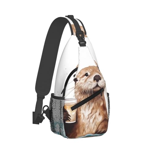 Mochila tipo sling negra para senderismo y uso diario miniatura 1