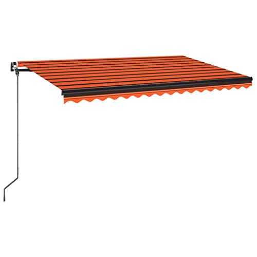 vidaXL Gelenkarmmarkise Einziehbar mit LED Markise Balkonmarkise Sonnenmarkise Sonnenschutz Sichtschutz Terrasse Garten 450x350cm Orange Braun