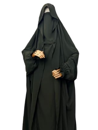 Image of NAZNEEN Saudi Jilbab Full Length and Noise Pc MATT NIDA Fabric with extra panel to cover face
