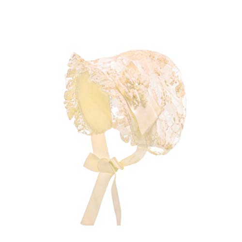 Fenical Baby Girls Bonnet Lace Hat Caps Christening Bonnet Infant Princess Sun Hat Flower Bonnet Photo Props From 1-3 Years #TOP21