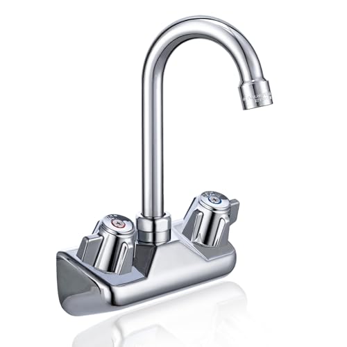 Sepaitek 4 Center Wall Mount Hand Sink Faucet Commercial with Knob Handle