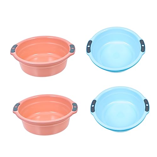 Alipis 4pcs Home Washing Basin and Vegetables Cleaning Basin Medium Size Thickened Pp Storage Dual Handles for Hanging Household Laundry and Kitchen Use Random Color