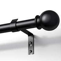 TRAROD Gardinenstange Schwarz 81-314cm, Vorhangstange Schwarz 16 mm Durchmesser, Metall Gardinenstange mit Kugelkopf Enden für Schlafzimmer, Wohnzimmer und Küchen, Schwarz Matt