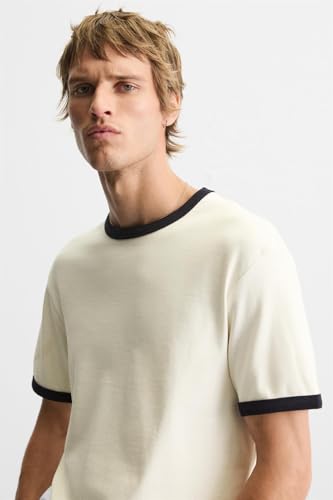 Image of Alan Jones Clothing Men's Regular Fit Stretch Cotton T-Shirt | Round Neck Short Sleeve Contrast Trim Tee | Casual Crew Neck T-Shirt for Men