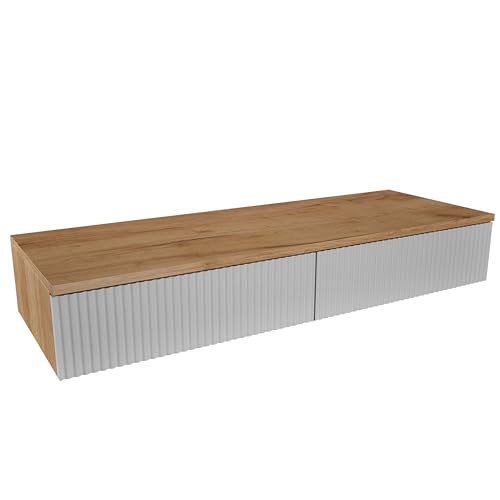 Planetmöbel Amyra Table console étroite avec 2 tiroirs, console murale pour garde-robe, couloir et coiffeuse, chêne doré/blanc, montage mural, 100 x 16 x...