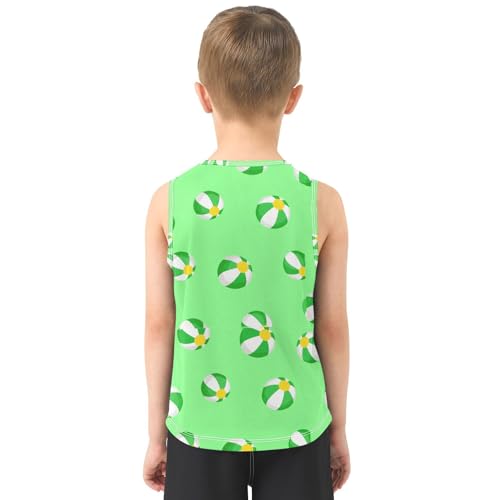 Striped Beach Ball Green Boys Tank Tops Toddler Sleeveless Tank Top Undershirts for Boy,3T3