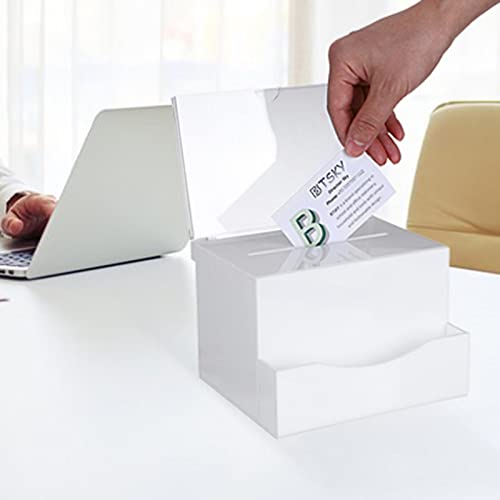 Boîte de vote en acrylique avec poche BTSKY urne de table blanche sécurisée à clé - 8