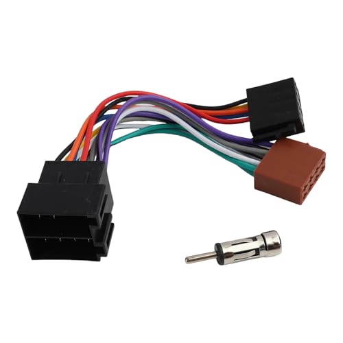 Adaptateur Autoradio Set Universel avec Prise 16 Broches, Faisceau Extension Mâle Femelle, Connecteur Antenne DIN, Borne 15 et 30, Compatible avec Radios...