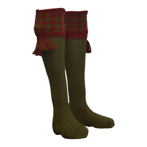 Walker and Hawkes Men’s Country Merino Wool Chessboard Shooting Socks w/Garter Ties
