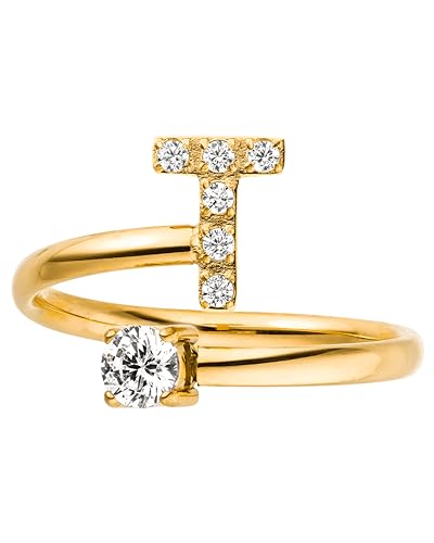 Purelei Bague Femme Acier Inoxydable Personnalisable – Lettre Initiale Réglable 50-60 – Bague Fantaisie Imperméable Cadeau Élégant Bijoux Tendance...