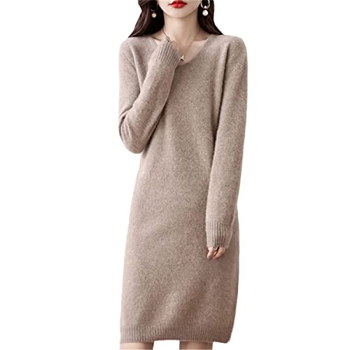 100% Reine Wolle Strickpullover Damen Kleid...