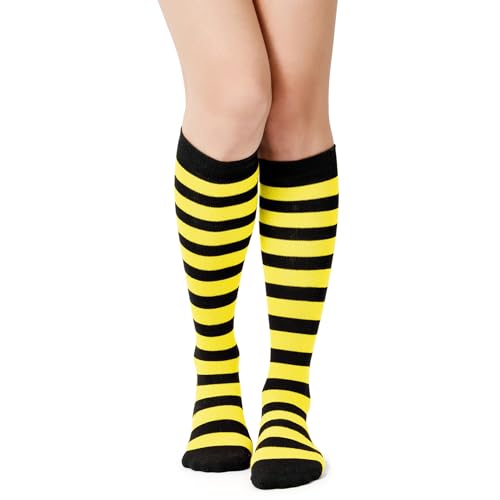 Image of Century Star Knee High Socks for Women Long Tube Socks with Stripes | Soft, Skin Friendly And Stretchy, Vibrant Colors Perfect For Daily Wear, Sports, Halloween And Christmas