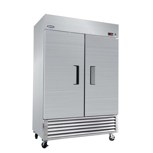 Image of akucvor 54" Commercial Refrigerator 49 Cu.ft 2 Solid Door Reach-In Refrigerator, 6 Adjustable Shelves, Auto Defrost, Digital Temperature Control, Stainless Steel ETL Approved Upright Fridge