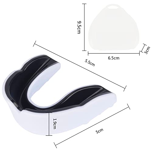 Adults And Junior Mouth Guard, Gum Shield With Case, Slim Fit Professional Mouthguards For Football, Hockey, Wrestling Rugby, Martial Arts, Boxing, Mma, Judo, Karate (Black + White) #TOP1