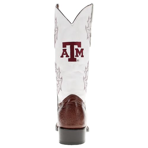 Image of Vaccari Men's Brooks Genuine Smooth Ostrich Leather NCAA Athletics Embroidery Western Cowboy Boots