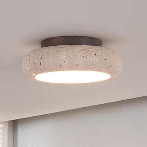 WOSBO Yellow Travertine Ceiling Light, 7.9" Mid Century Modern Ceiling