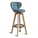 Sillas HAIYU- Taburete de Bar Giratorio de Madera Comedor Acolchada de Cocina con Respaldo Ergonómico y Reposapiés Taburete Alto de Mostrador/Pub/Restaurante, Carga 200 kg(Size:63cm,Color:Azul)