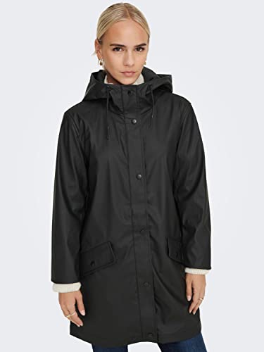 ONLY Damen Regenjacke ONLElisa Regen-Mantel mit Kapuze 15261734 Black S